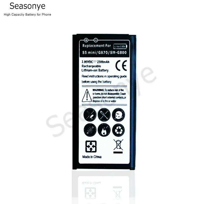 Seasonye 2300mAh EB BG800BBE 3.85VDC Сменный аккумулятор для Samsung Galaxy SV Mini S5 mini G870 SM G800F G800 + код