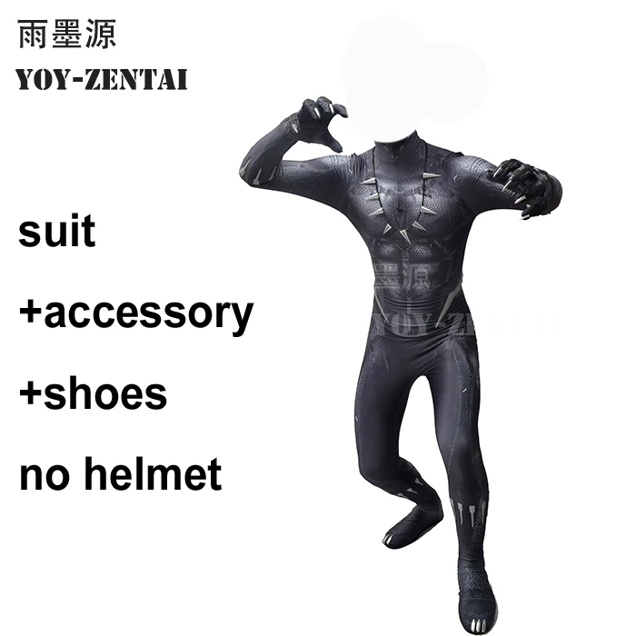 suit with accesseory YOY-ZENTAI-4, высокое качество,, Черная пантера, костюм с деталями, Черная пантера, косплей костюм с ожерельем, лапа - Цвет: suit with accesseory