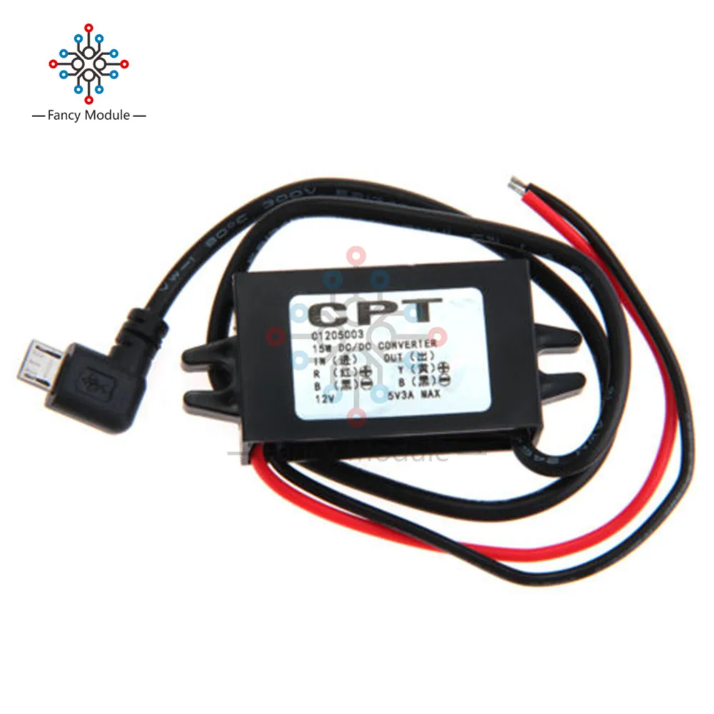 DC-DC автомобиля Мощность от 12 В до 5 В пост 3A 15 Вт модуля преобразователя Micro USB для ступенчатого понижения Мощность Выход адаптер 96% Высокая эффективность преобразования