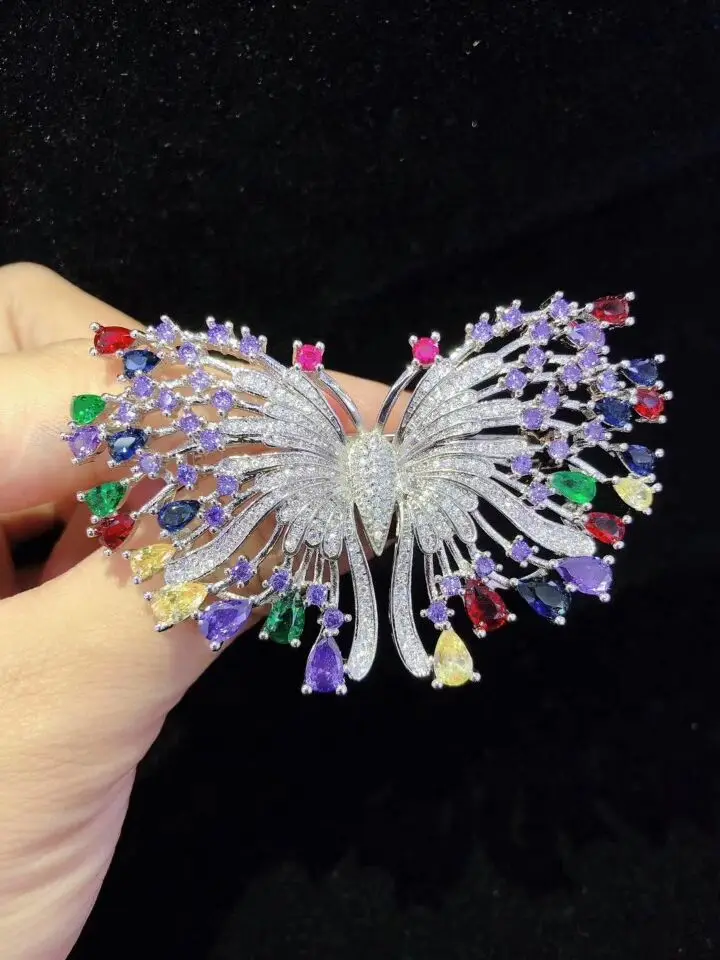 

multicolor zircon butterfly brooch FPPJ wholesale beads nature unique