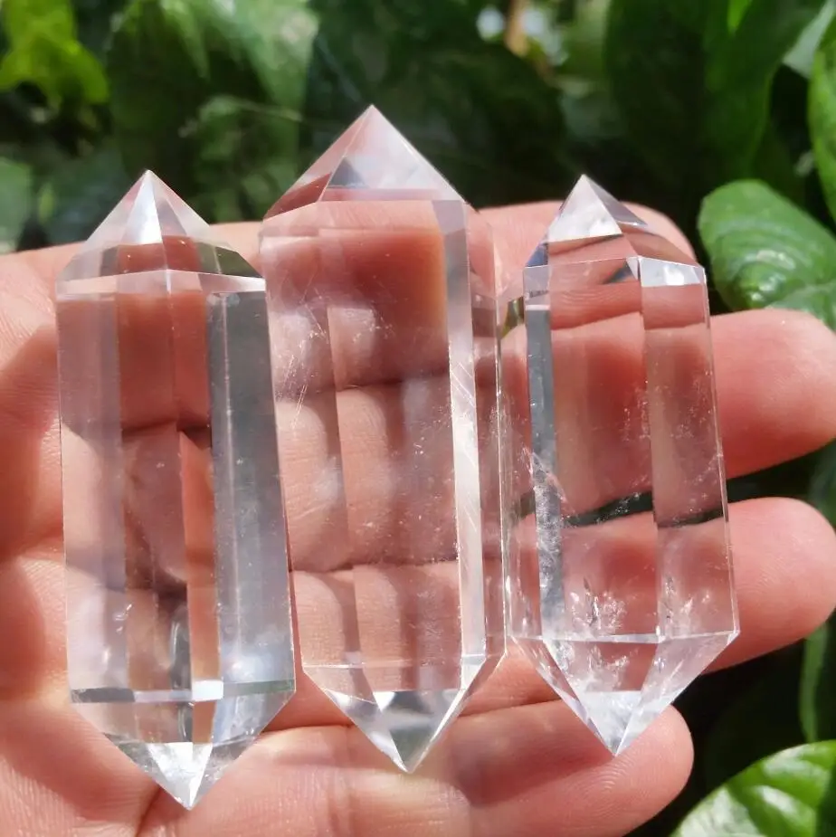 

65g 3pcs NATURAL CLEAR QUARTZ CRYSTAL DT WAND POINT HEALING