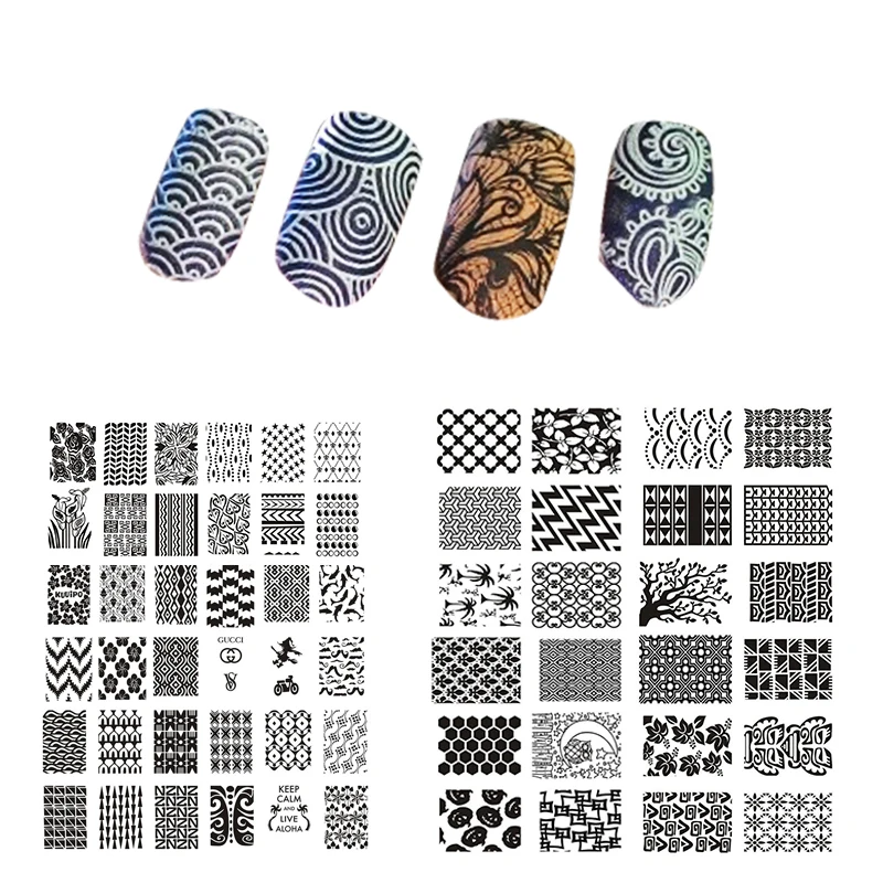 

10Pcs/Lot Nail Stamping Plates Set Stamper Scraper Nail Art Polish Stamp Plastic DIY Nail Art Template Set Manicure Nail Tools