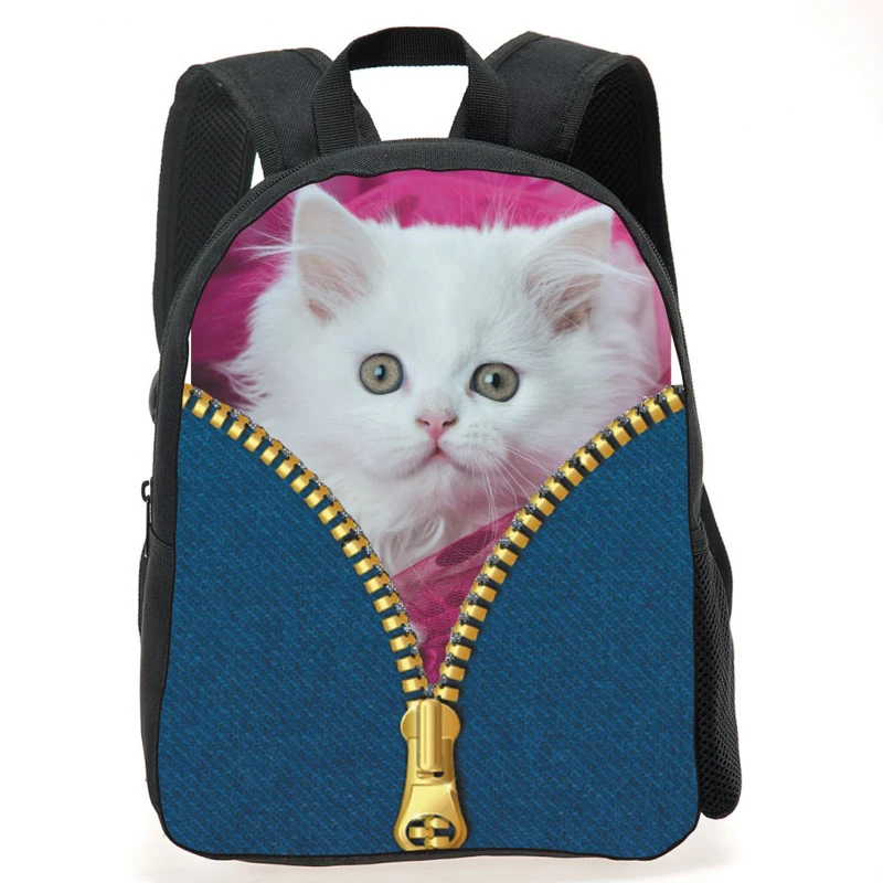 Симпатичные детские школьные сумки, Прекрасный 3D принт в виде кошки, школьный рюкзак для детей, Повседневный, для маленьких мальчиков и дево...