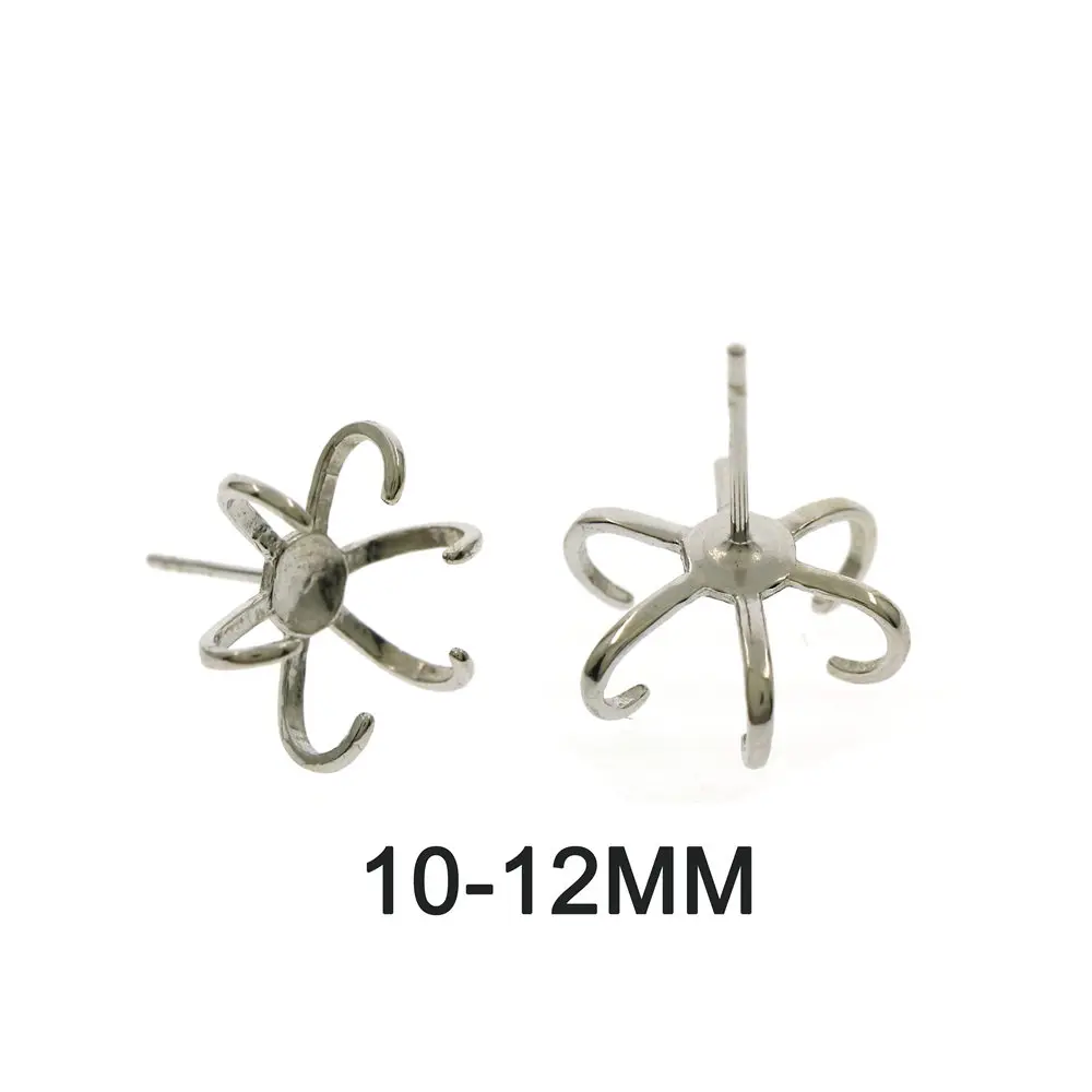 10-12MM Нерегулярные камень зубец коготь настройки earringsn 925 Серебро DIY шпильки принадлежности для сережек выводы 1702164 - Цвет: 10-12MM