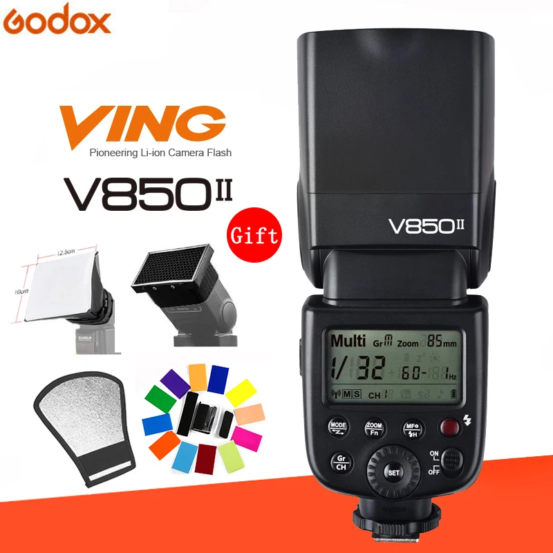 GODOX V850II 2000 мАч литий ионный аккумулятор 2 4G 1/8000s HSS Speedlite Flash Light GN60 для DSLR Canon Nikon Pentax