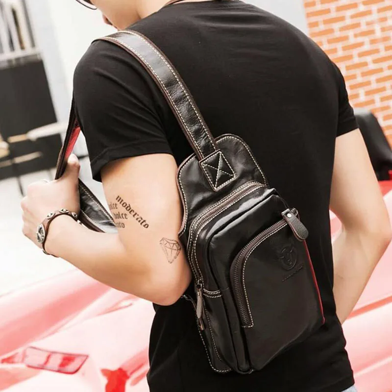 Bullcaptain Новое поступление Для мужчин груди мешок Пояса из натуральной кожи сумка