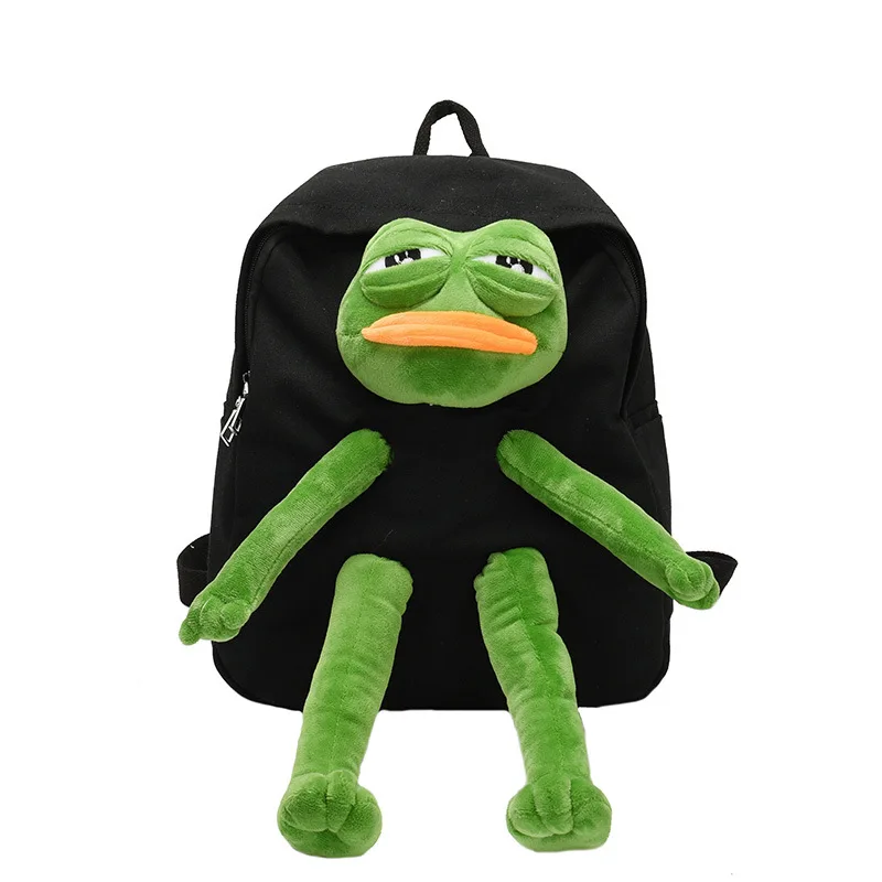 Frog Stereo Doll Backpack Cartoon Girls Canvas Backpack School Bag Kawaii Women's Shoulder Bag Large-capacity Travel Bag Women