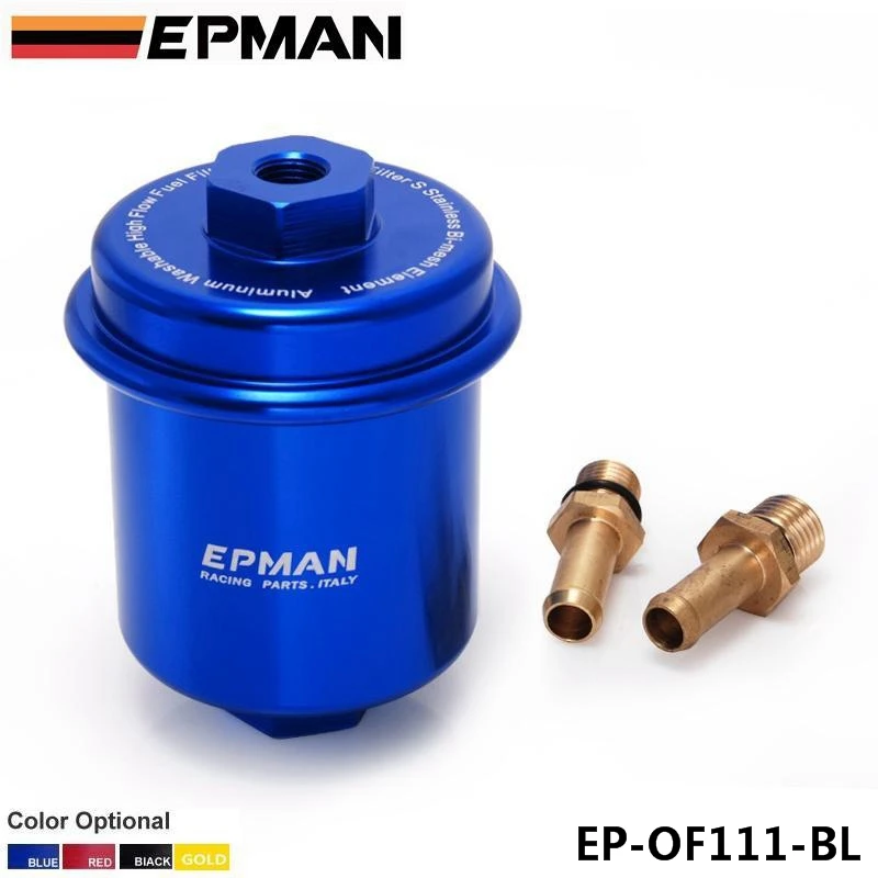 

Sport Universal Jdm Blue Aluminum High Flow Performance Fuel Filter Washable EP-OF111-BL