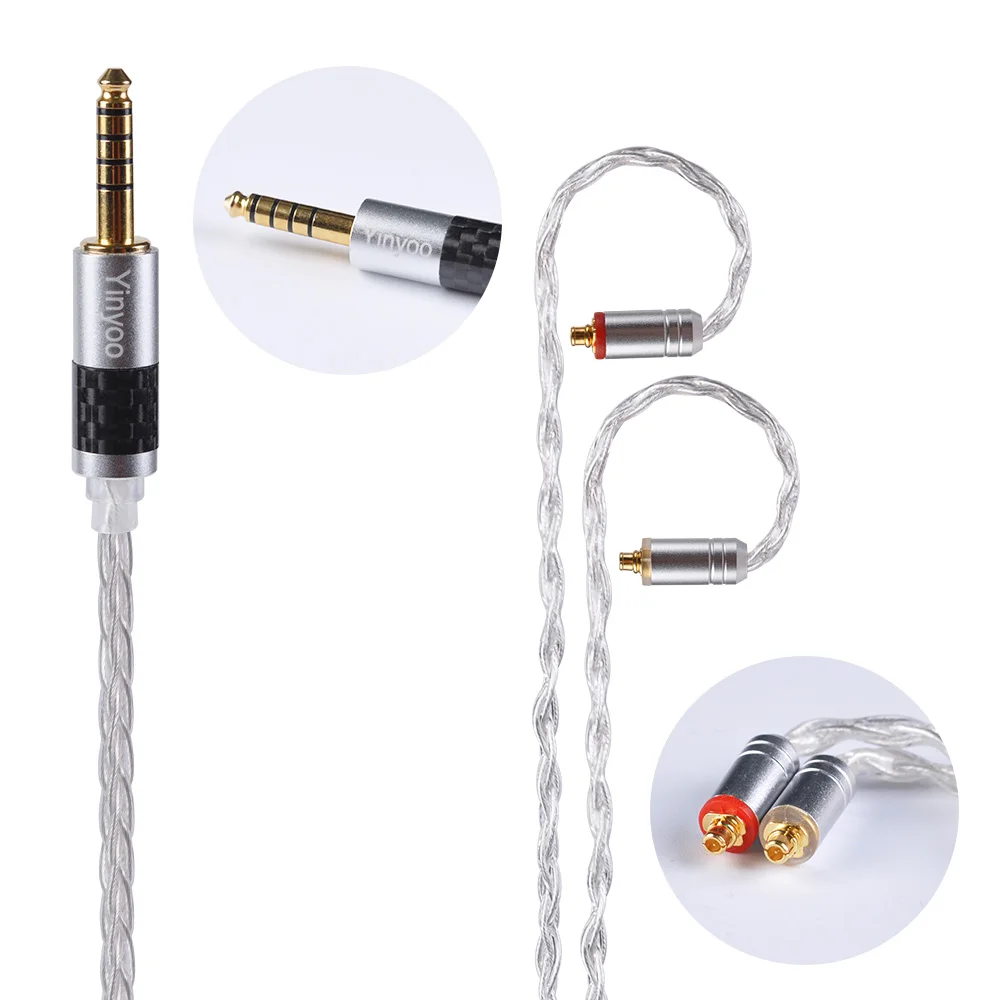 MMCX 4.4 Yinyoo 8 Core из чистого серебра кабель 2,5/3,5/4,4 мм балансный кабель с MMCX/2pin разъем для V90 V80 AS10 ZS10 ZST ZS5 ZS6 C10 - Цвет: MMCX 4.4