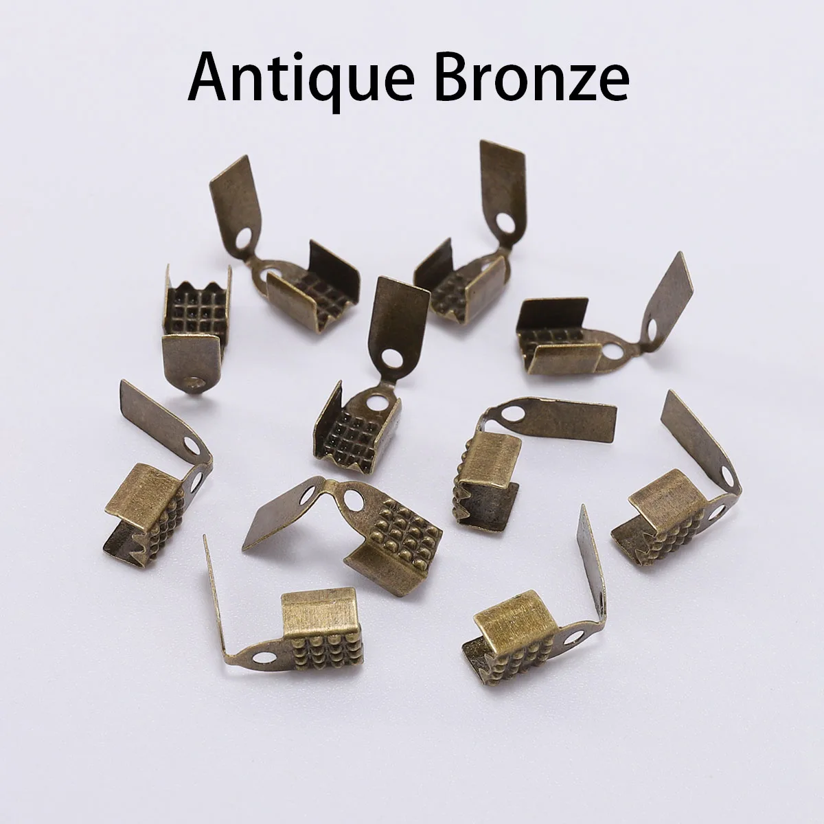 Antique Bronze 100 шт., 4, 5, 6 мм, металлический зажим для веревки, обжимной загиб, заглушка для шнура, кожаный зажим, коннектор для самостоятельного изготовления ювелирных изделий, принадлежности - Цвет: Antique Bronze