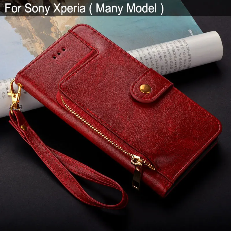 Чехол для sony Xperia L1 L2 Z4 Z5 Z6 C4 X XA XA1 XA2 XZ XZS XZ1 XZ3 XZ2 Премиум компактный Роскошный кожаный чехол-кошелек