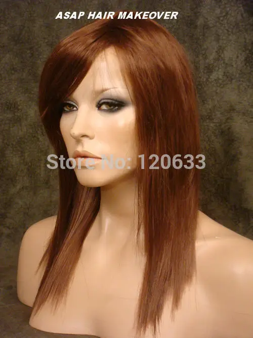 Длинной Палкой Прямой Парик с Челкой Вырезать Бритвой Слоев Коричневато Рыжий