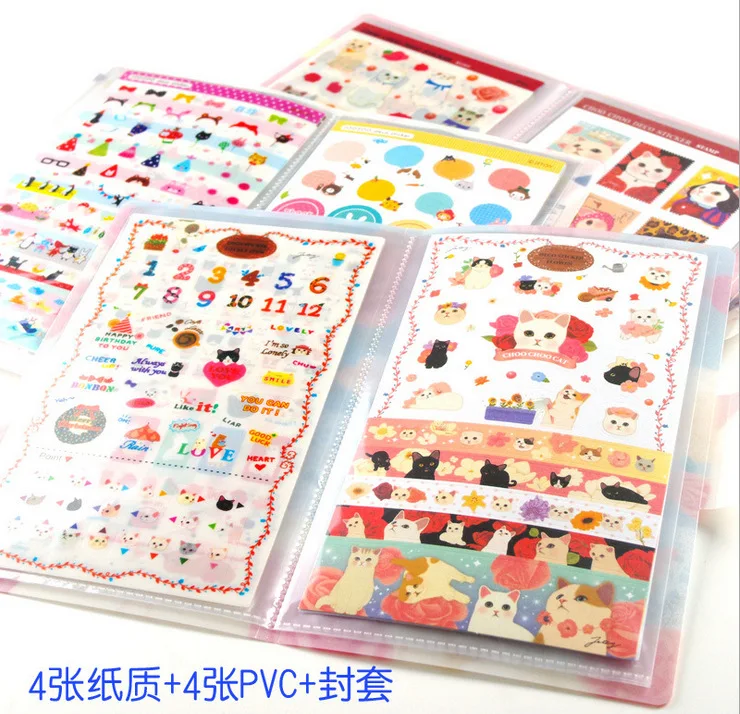 Japanese Style Cat Pet Animal Zoo Kawaii Sticker Pack Lovely Kitten Diary Scrapbooking Accessories Wall for Kids Room | Канцтовары для
