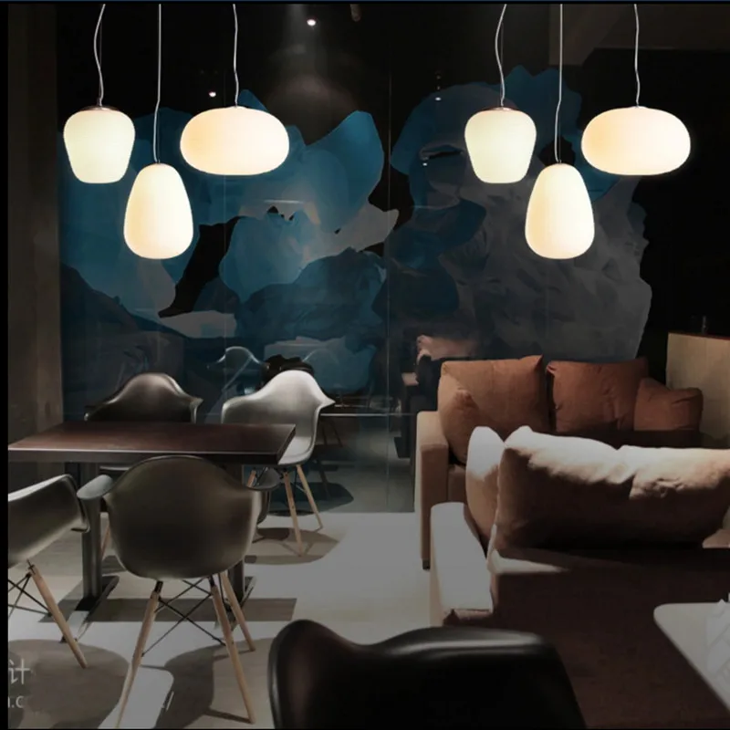 

Modern Minimalist Counter Living Room Bedroom Lighting Fixtures Nordic Cafe Personality Glass Pendant Lights