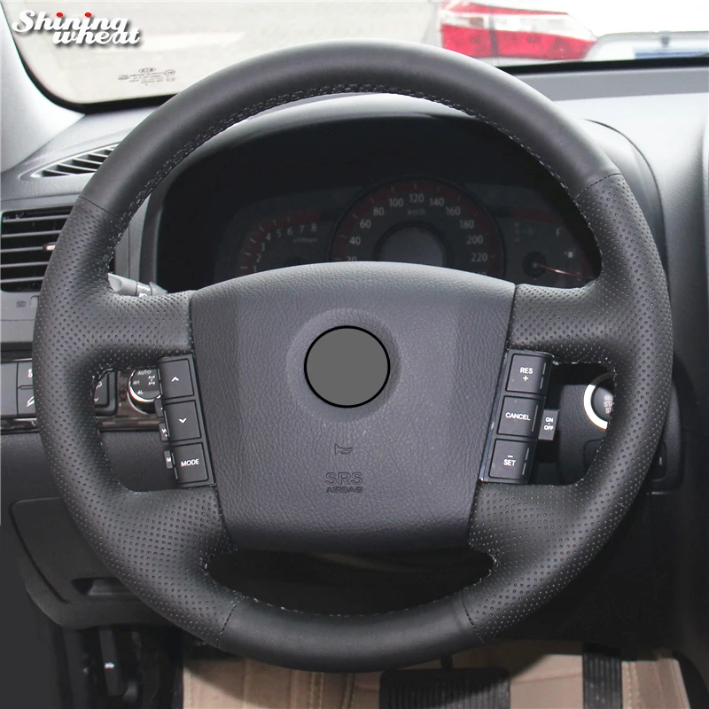 

BANNIS Black Genuine Leather Car Steering Wheel Cover for Kia Borrego 2008-2015