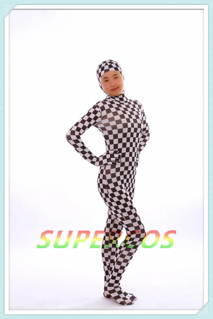 

Бесплатная доставка! Черно-белый сетчатый костюм Zentai из спандекса с открытым лицом, костюм для косплея на Хэллоуин, идеально подходит для ва...