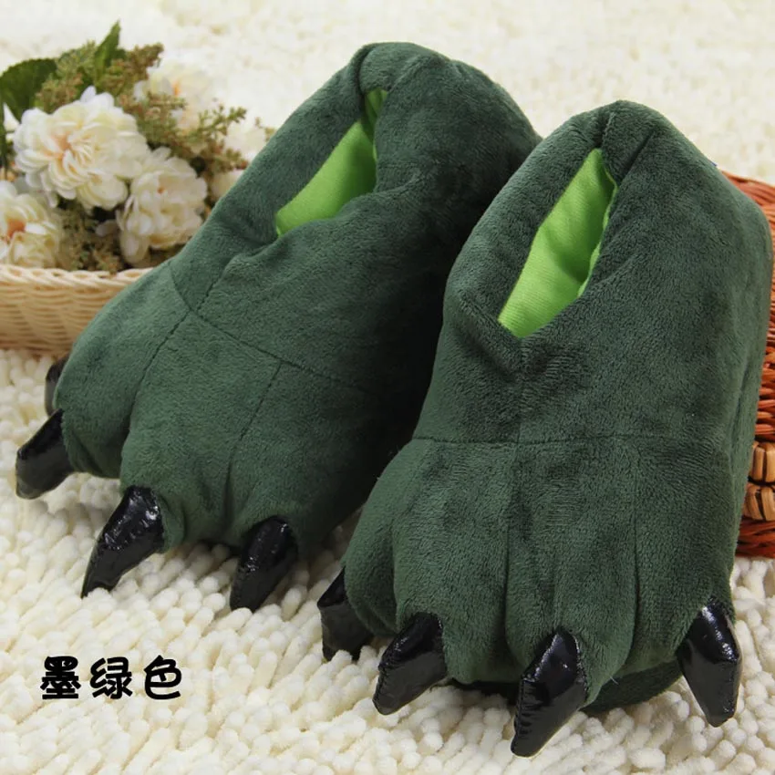 Плюшевые тапочки наивысшего качества с когтями динозавра обувь для