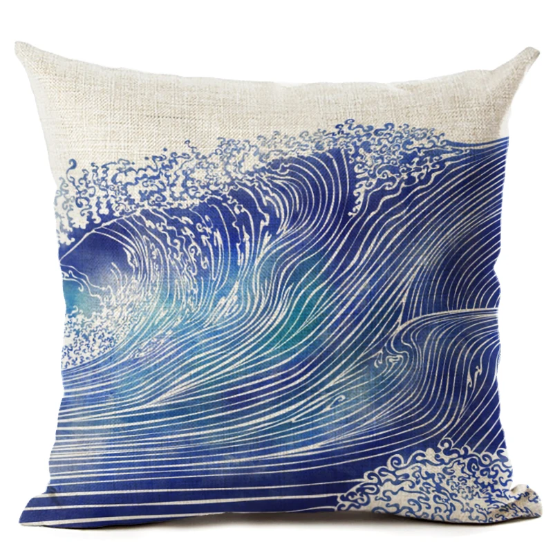 Лидер продаж 2017 домашняя декоративная подушка для дивана с синими волнами чехол