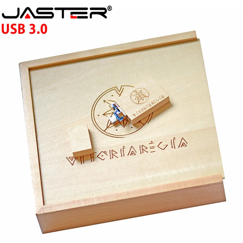 

JASTER wooden photo album USB 3.0 flash drive pendrive 4GB 32GB 64GB 128GB U disk photography gift 2 in 1 interface free LOGO