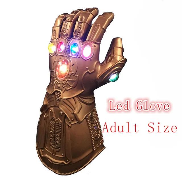 PVC Adult Size Эндгейм танос Led Infinity Gauntlet костюмы для косплея Бесконечность камни войны перчатка ПВХ маска для детей и взрослых Размер - Цвет: PVC Adult Size