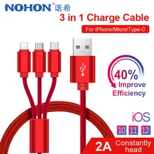 NOHON 3 в 1 USB кабель для iPhone X 8 7 6s Plus Кабель с разъемом микро типа C