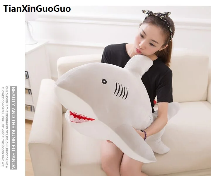 

large 100cm cartoon gray shark plush toy very soft doll throw pillow Valentine's Day gift w2542