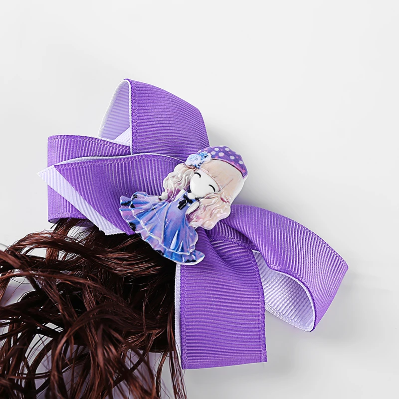 Purpls bow girl hair bows for girls kinky curly +purple +clip+girl shaped little clips women 2019 | Детская одежда и обувь