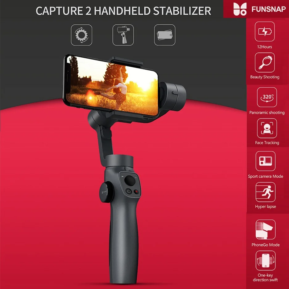 2019 новый захват funsnap 2 3 Axis телефон ручка карданный стабилизатор штатив стедикам