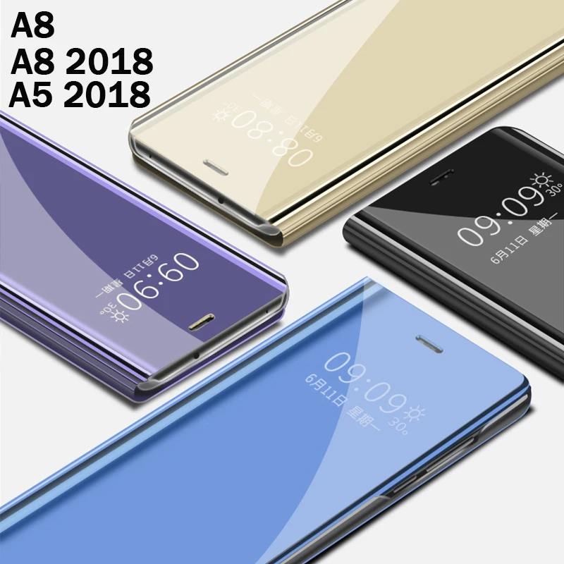 Откидной Чехол для телефона с умным зеркалом чехол Samsung galaxy A8 2018 A 8 A5 жесткий