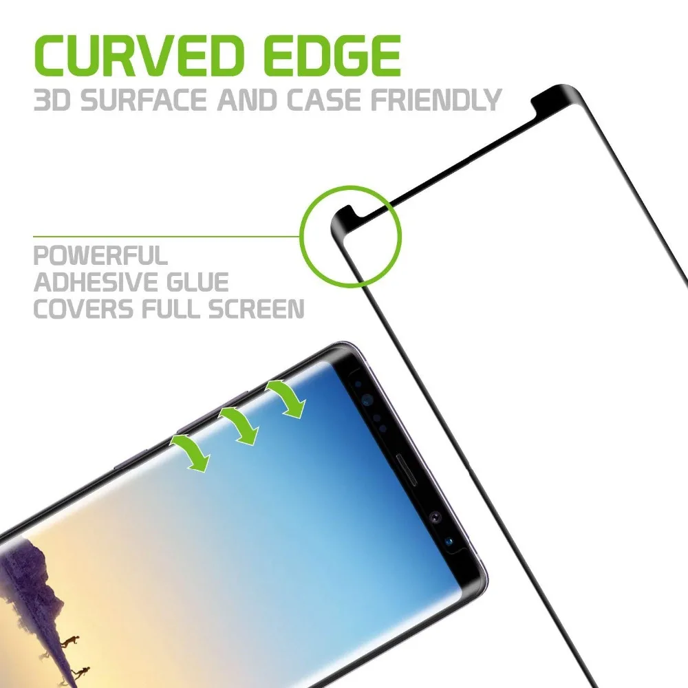 

3D полностью наклеиваемая поверхность липкой можно использовать вместе с чехлом премиум класса, закаленное стекло для Samsung Galaxy S8 S9 Plus Note 8 Note9 ...