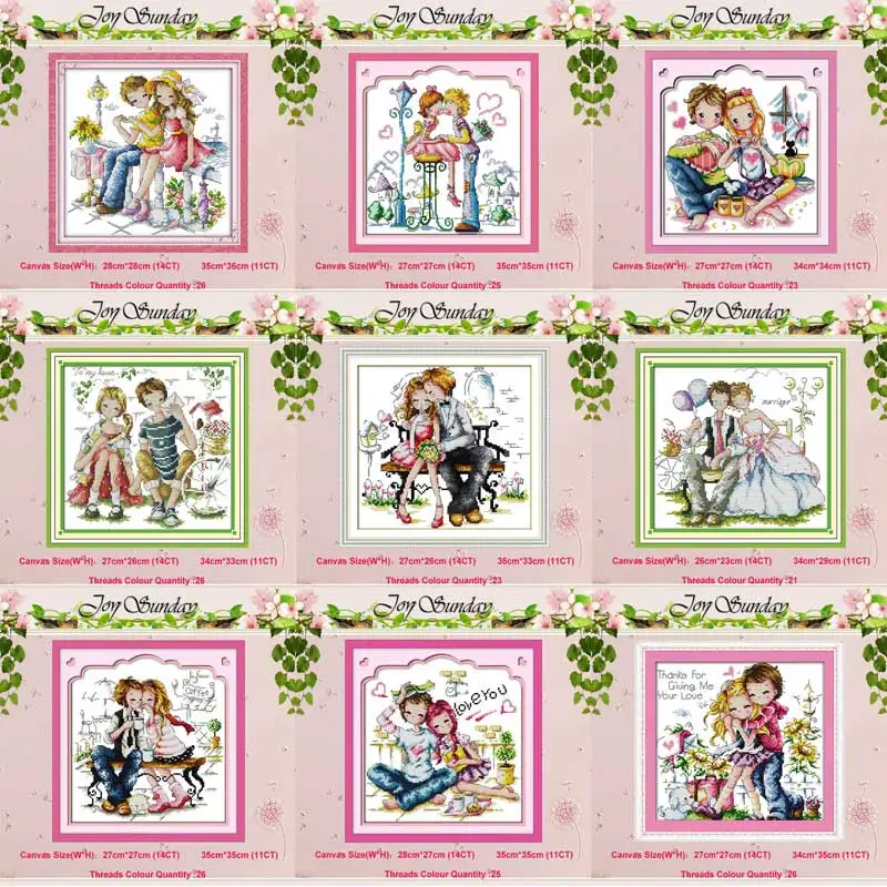 

Romance Lovers cartoon counted 11CT 14CT Cross Stitch Sets Wholesale DIY Cross-stitch Kits Embroidery Needlework Home Decor