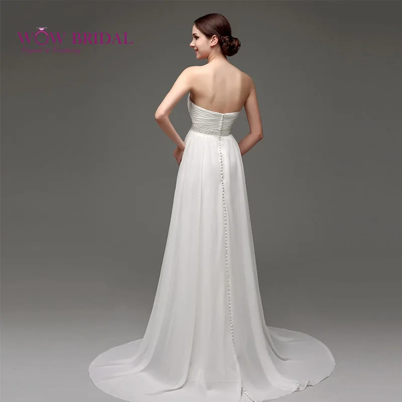Wowbridal 2016 белый шифон турецком стиле свадебное платье талия империи свадебные