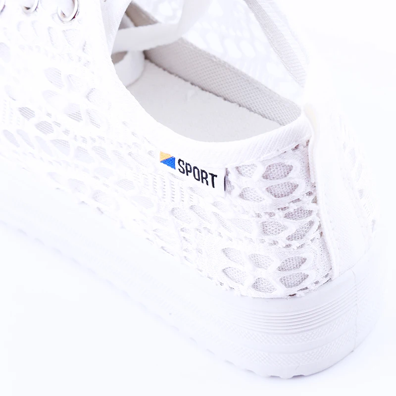 Повседневная парусиновая обувь с вырезами и кружевом Летняя женская дышащая на