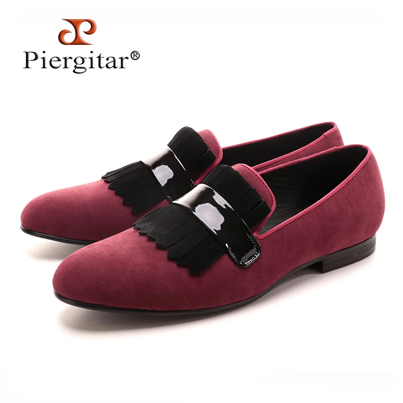 2018 new style large black suede fringed wrap patent leather men red velvet loafers classic fashion party dress shoes | Обувь