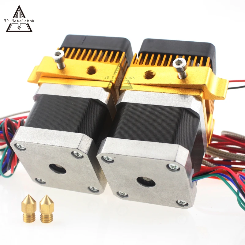 Hot!MK8 Extruder Stainless steel+Brass 0.4mm Nozzle 1.75MM Filament Double Dual Print Head Hotend for ABS PLA 3D Printer | Компьютеры и