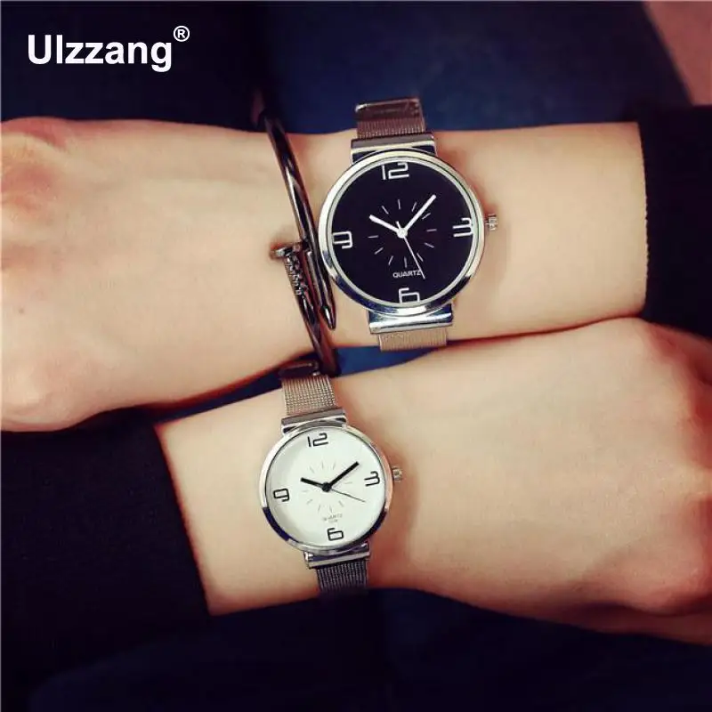 Роскошный простой стиль 4 цифры серебро полностью нержавеющая сталь Япония Movt