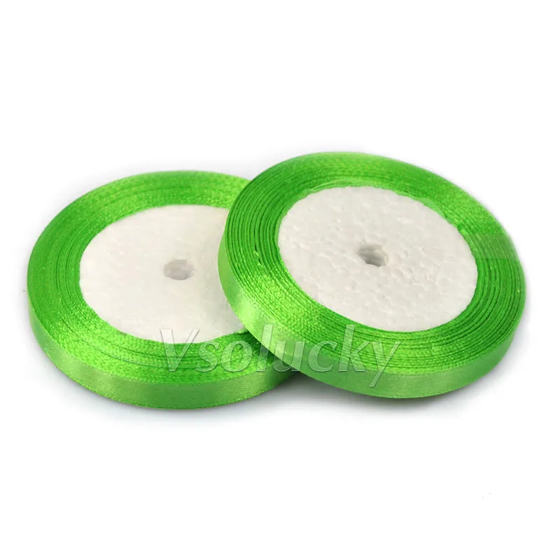Light Green 1 рулон 25 ярдов 3/" 10 мм атласная лента пояс бант для подарков Ремесло Свадебные принадлежности для праздника юбилей украшение для банкета - Цвет: Light Green