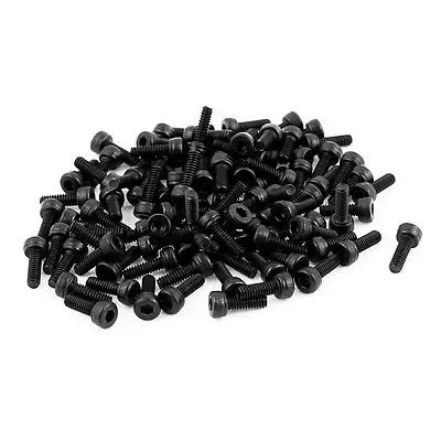 100Pcs Black M2 x 6mm Alloy Steel Hex Bolt Socket Head Cap Machine Screws