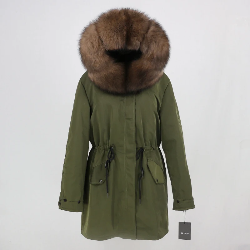 OFTBUY, зимняя женская куртка, пальто из натурального меха, длинная парка, воротник из натурального меха енота, капюшон, водонепроницаемая верхняя одежда, теплая уличная одежда