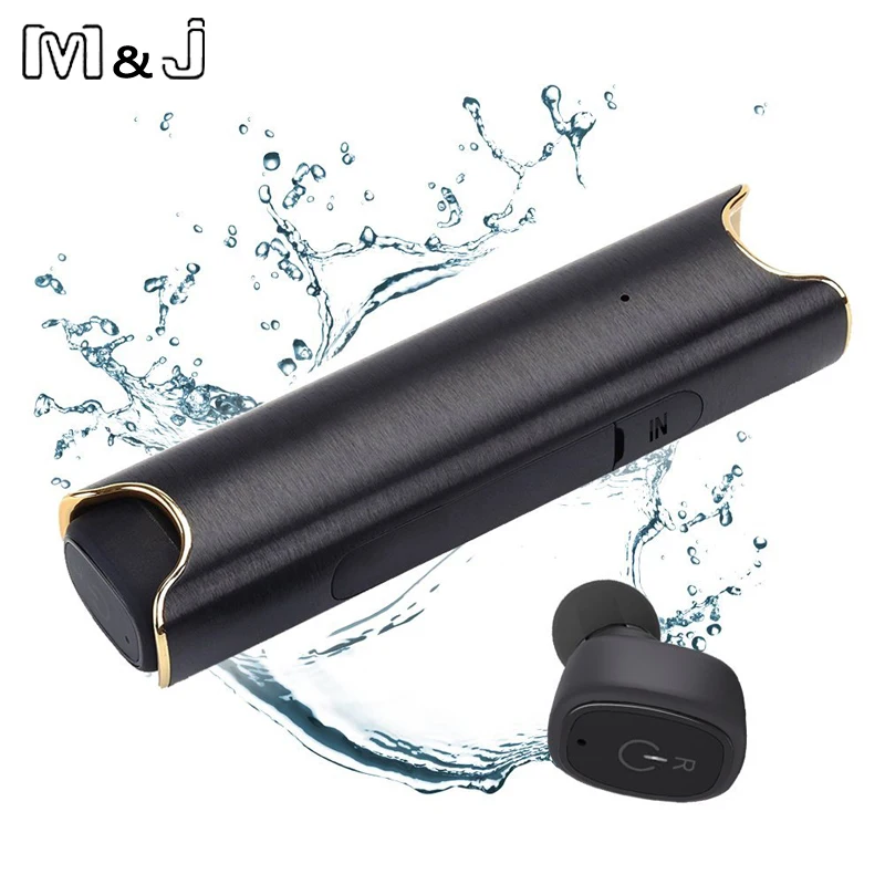 Беспроводные наушники M & J Bluetooth мини TWS вкладыши IPX7 водонепроницаемые настоящие с