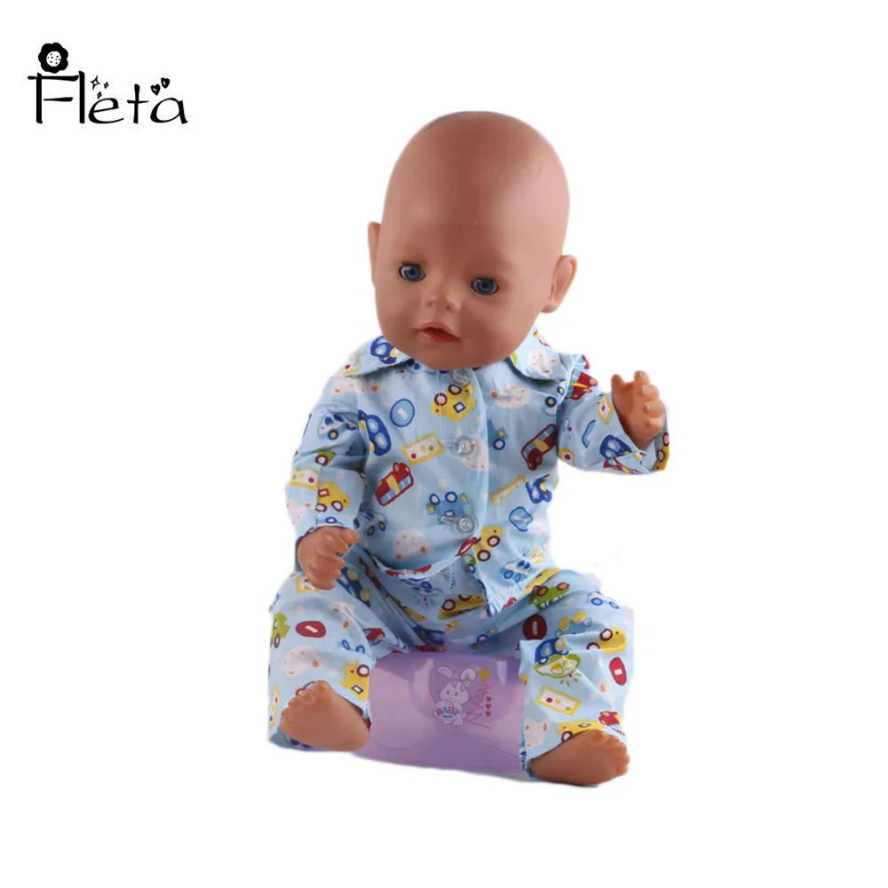 Ручной работы BABY born Zapf С рисунком пижамы костюм куклы одежда подходит 43 см для
