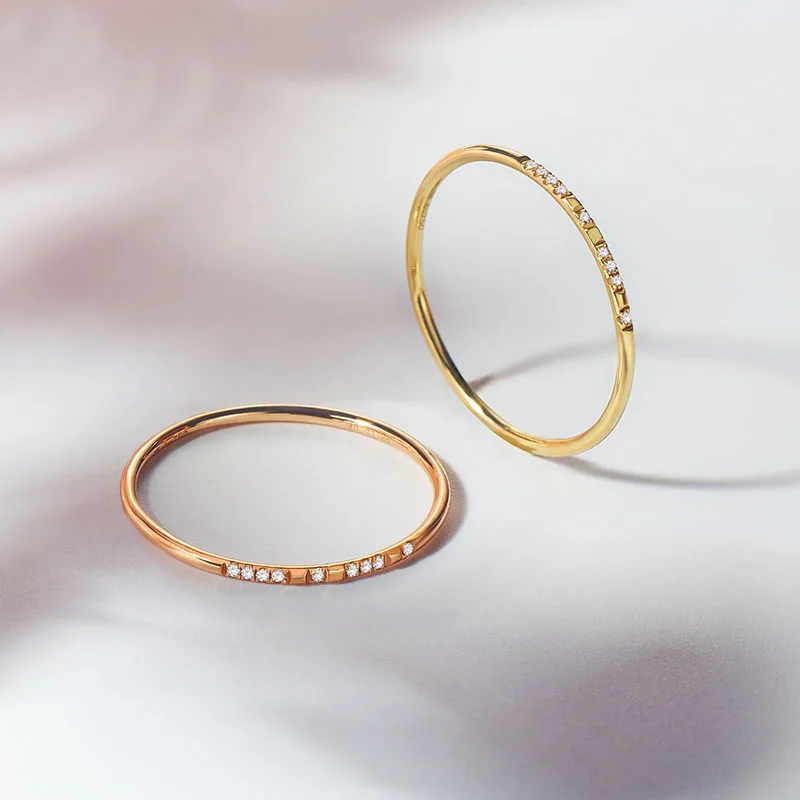

Hot Sale Solid AU750 Gold Channel Setting Ring Wedding Ring Band