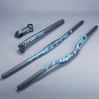 tomtou 3k carbon fiber bicycle mountain bars sets bike handlebar stem seatpost offset 20mm matte blue tb9t34