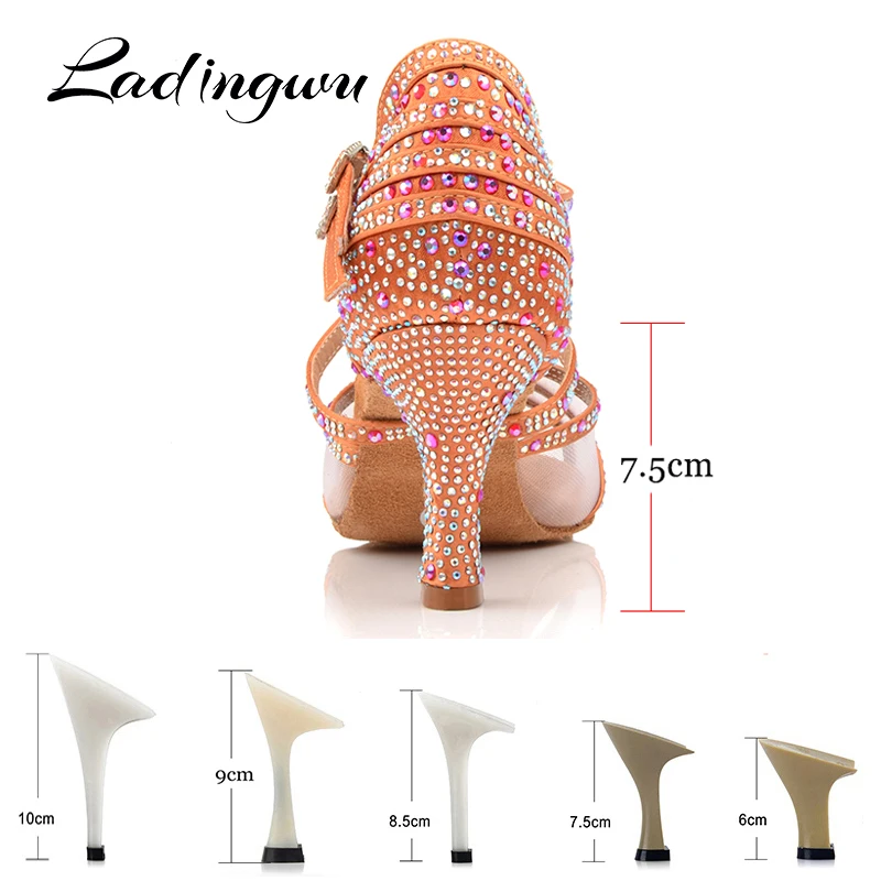 Ladingwu Dance Shoes Women Salsa Sneakers Dance Shoes Satin and Net Comfortable Ballroom Dance Shoes Brown Red Apricot Black