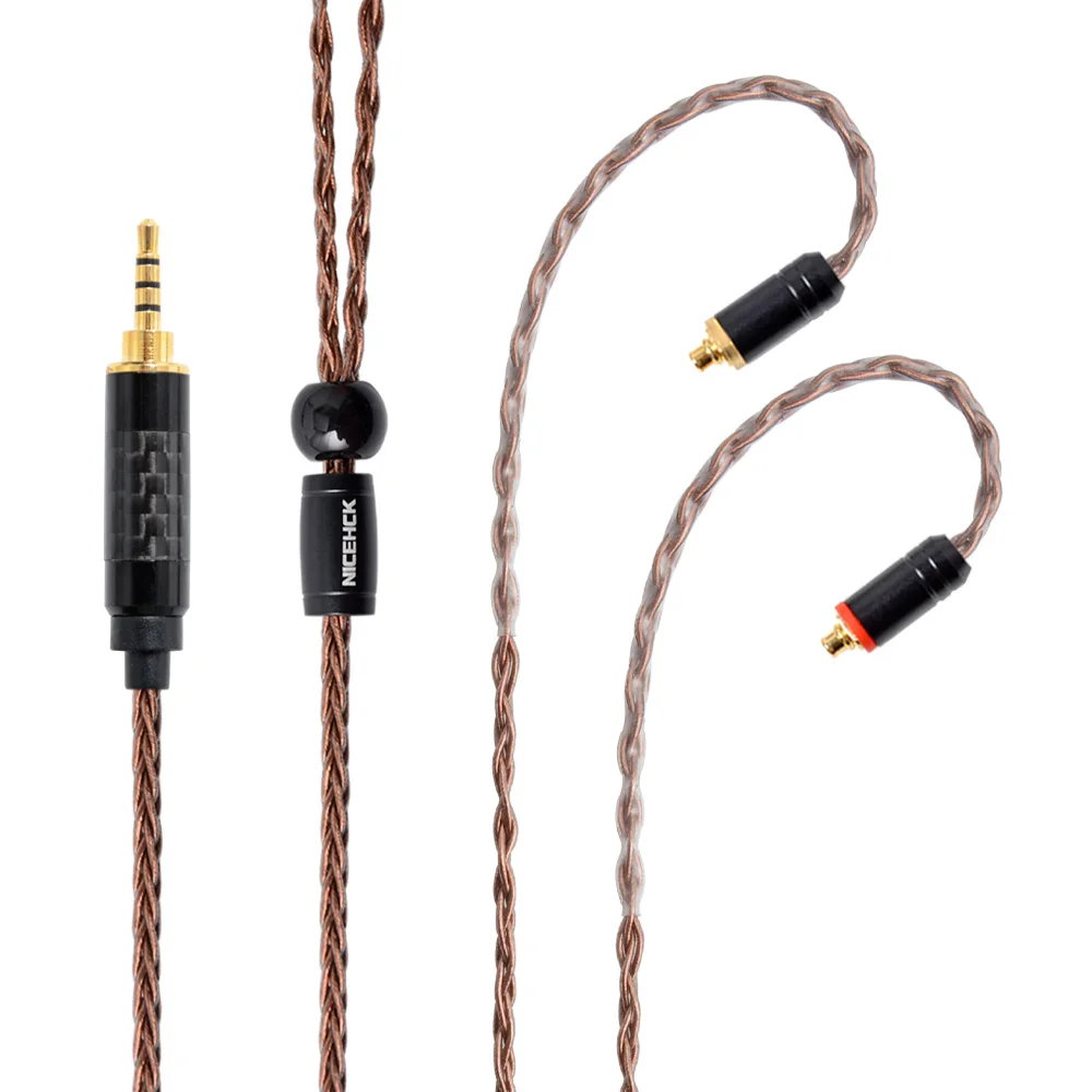 2.5mm plug with MMCX NICEHCK 8 ядро высокой чистоты Медь обновления кабель 3,5/2,5/4,4 мм разъем MMCX/2Pin для TFZ ZS10 ZSX C10 C12 V90 NX7 PRO/DB3/F3 BL-03 - Цвет: 2.5mm plug with MMCX