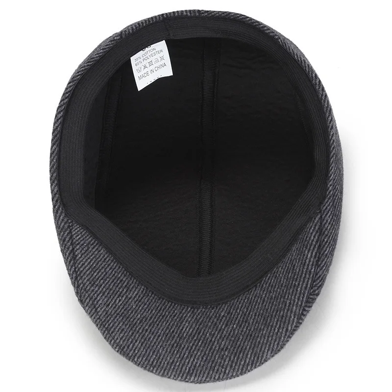 Повседневная мужская шапка осенне зимние теплые наушники модный берет толстые