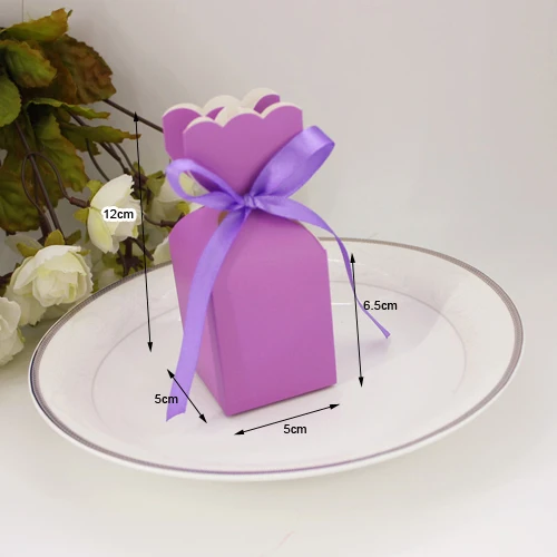purple 50 шт. полосатая коробка для конфет, розовые, красные, фиолетовые бумажные подарочные коробки, креативная ваза в форме свадебной коробки, Подарочная праздничная подарочная упаковка на день рождения, сумка - Цвет: purple