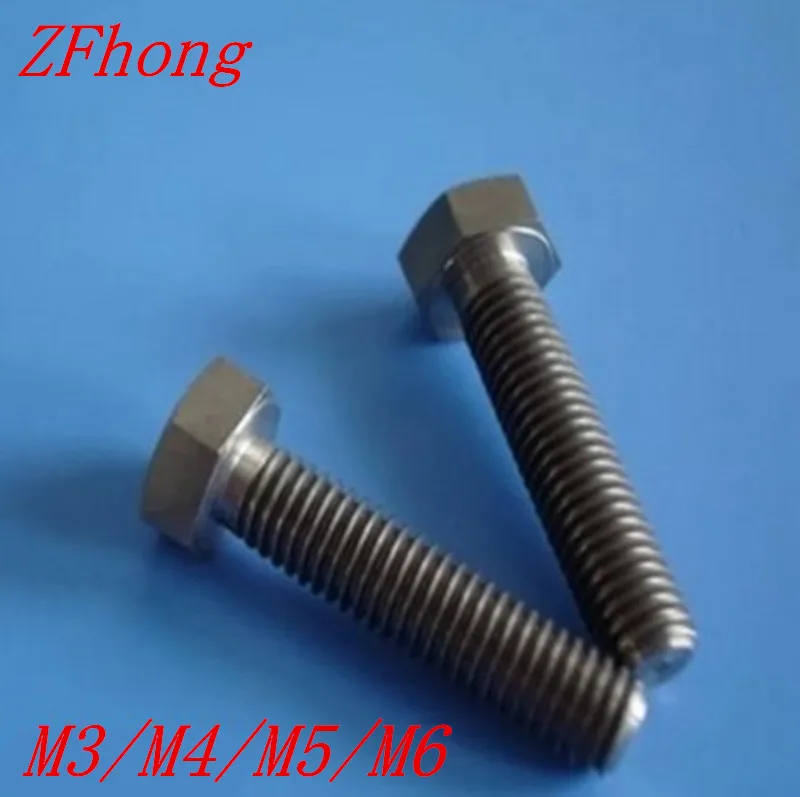 Титановые шестигранные болты 50 шт./лот DIN933 Ta2 M3 M4 M5 M6|hex bolt|titanium hex boltsm6 titanium |