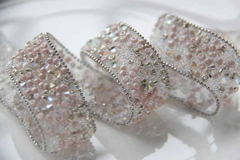 Высший класс 1 ярдов/партия 2 см розовые бусины блестящие стразы кружевные