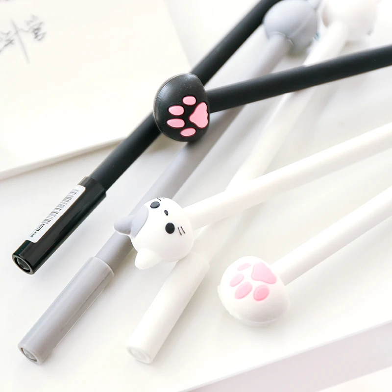 7 шт./лот гелевая ручка Kawaii cat с милыми черными чернилами ручки для письма